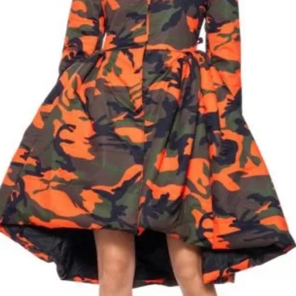 Jackets & Coats | Orange Camo Puffer Coat | Poshmark
